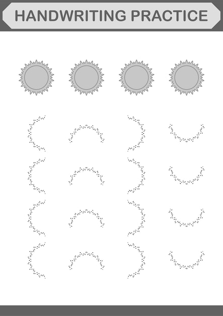 Handschriftoefeningen met Sun Worksheet voor kinderen