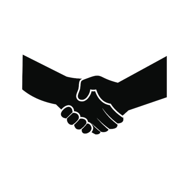 Handshake black simple icon isolated on white background