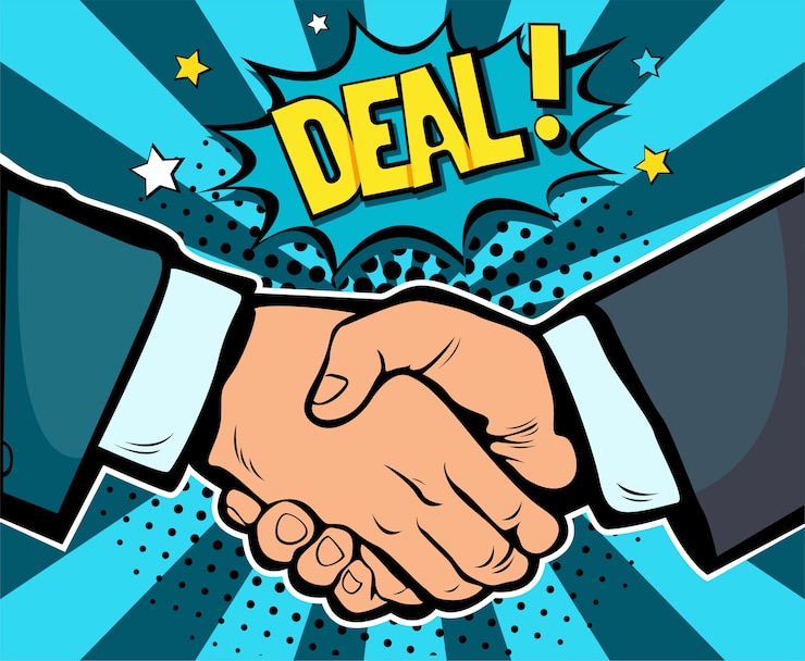 Vector handshake business deal contract