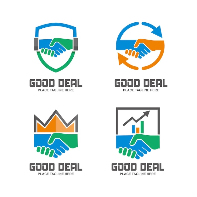 Vector handshake business logo set