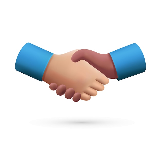 Vector handshake of business partners isolatedvector 3d illustration