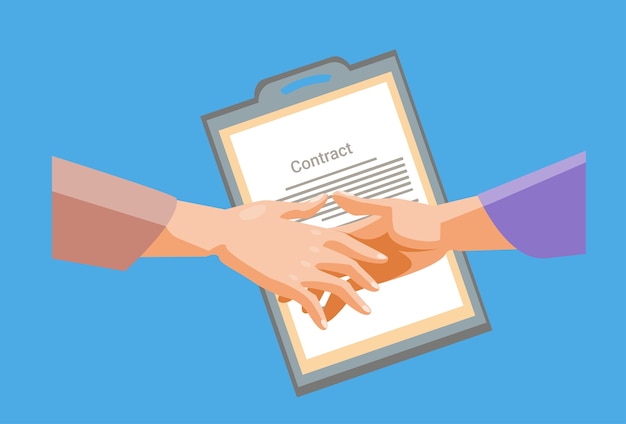 Handshake businessman contract paper document