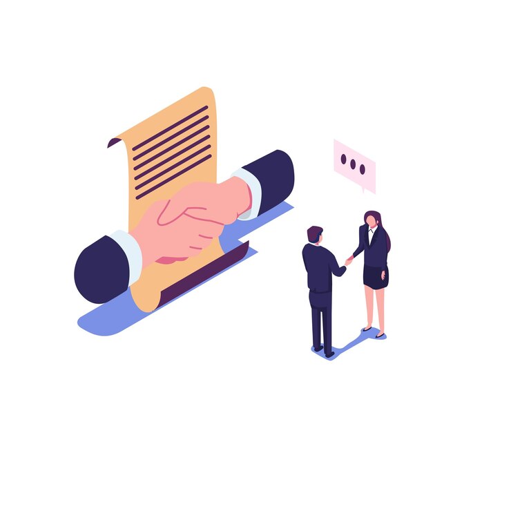 Vector handshake conclusion of a contract successful partnership cooperation