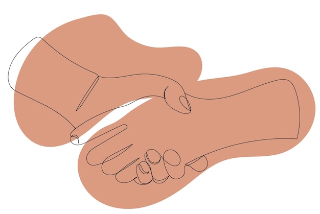 handshake continuous line drawing vector