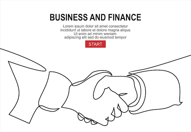 handshake continuous line vector drawing. business agreement vector concept