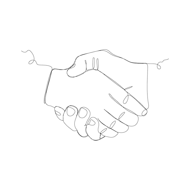 Vector handshake continuous line vector drawing business agreement vector concept