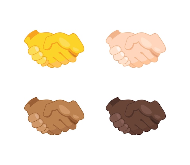 Handshake emoji gesture vector isolated icon illustration. Handshake gesture icon. All skin tones