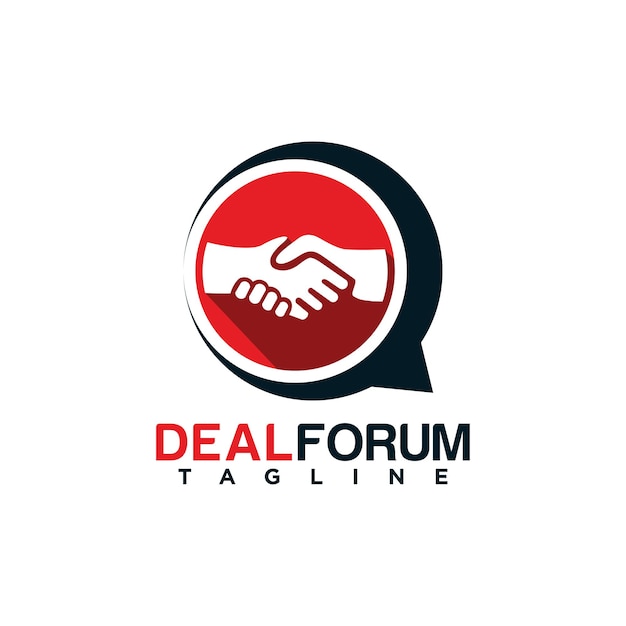 Vector handshake forum logo design with deal illustration