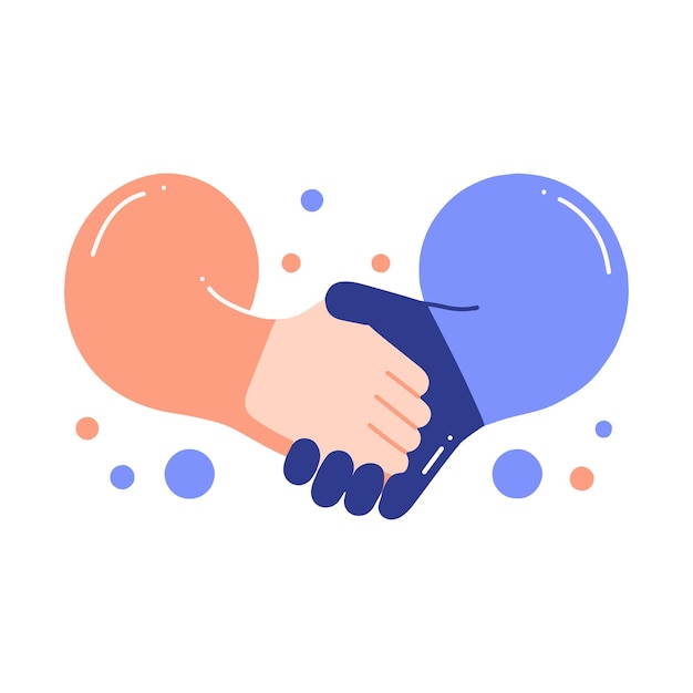 Vector handshake friendship in flat style isolated on background