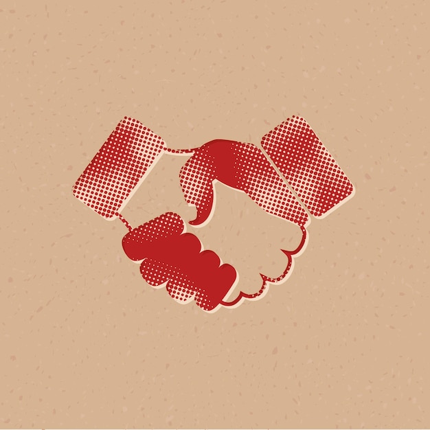 Vector handshake halftone style icon with grunge background vector illustration