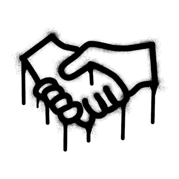 Handshake icon graffiti with black spray paint