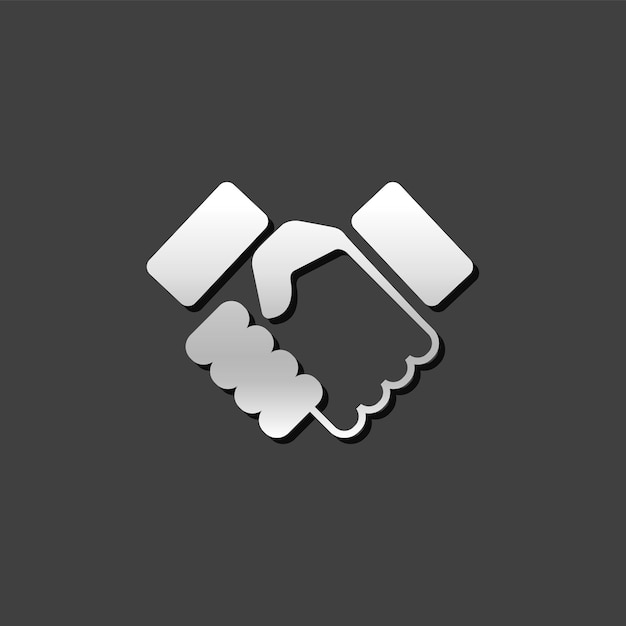 Handshake icon in metallic grey color style business people agreement