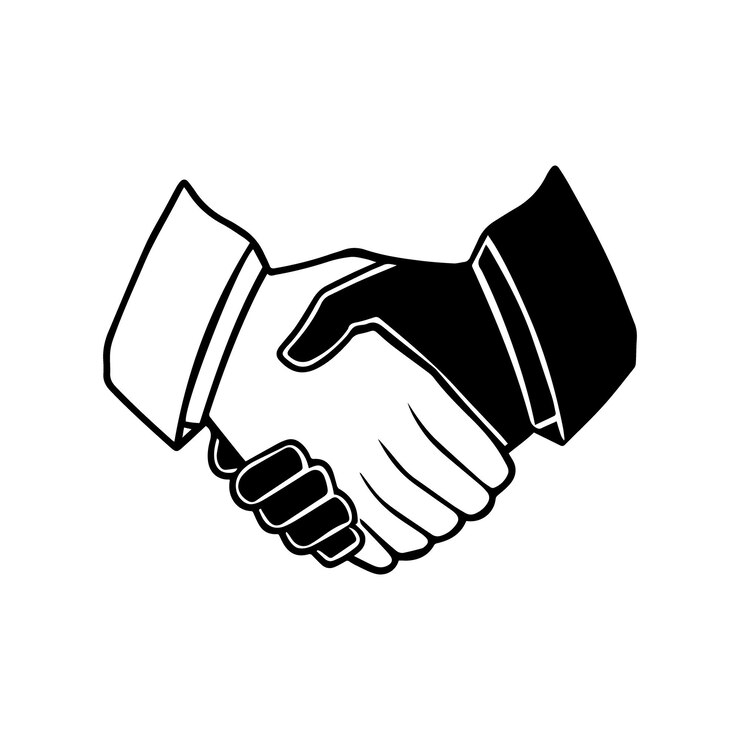 Vector handshake icon representing agreement and partnership
