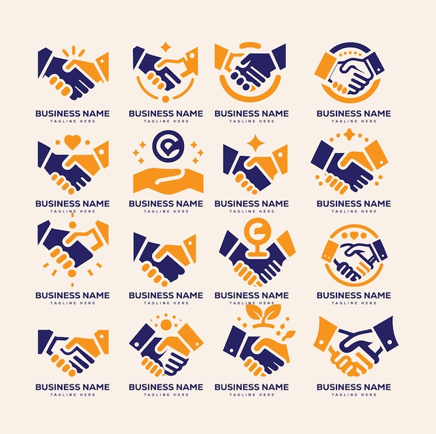 Vector handshake icon set business handshake contact