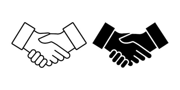 Handshake icon vector on white background. Agreement symbol. Business partnership. Hello symbol.