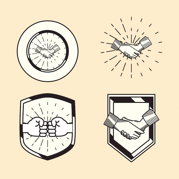 Handshake icon in vintage style