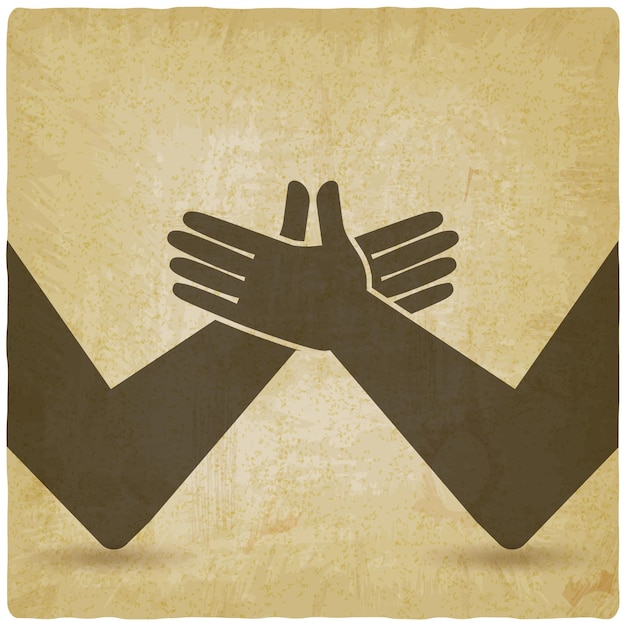 Vector handshake partnership concept vintage achtergrond