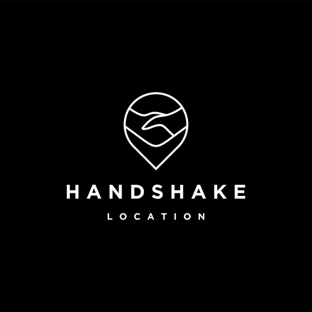 Handshake pin gps logo icon design template