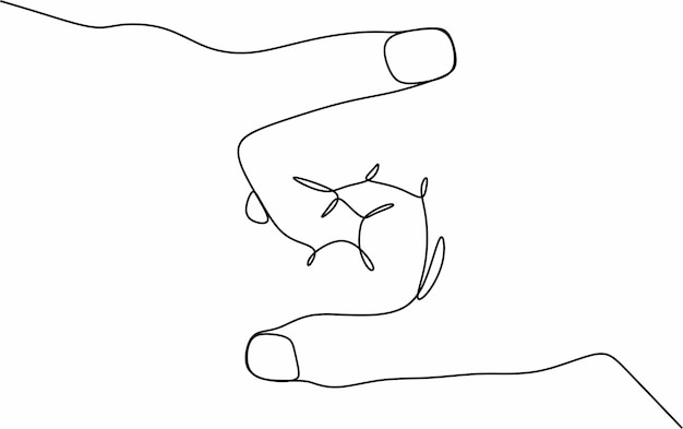 Handshake of two hands. Line art