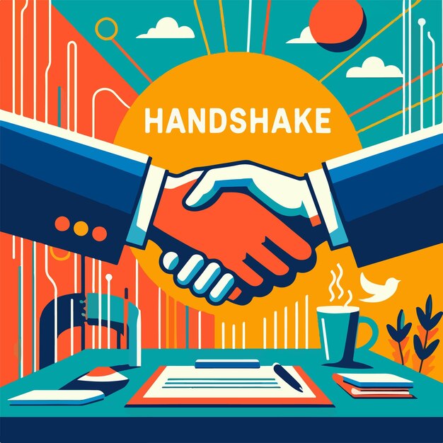 Vector handshake vector illustration business deal concept