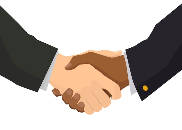 Handshake with black hand,  illustration for business and finance concept on white