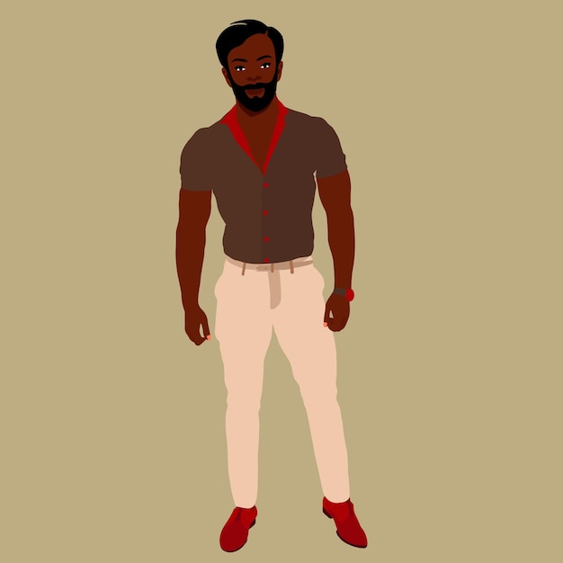 Vector handsome black man in elegant art style vector