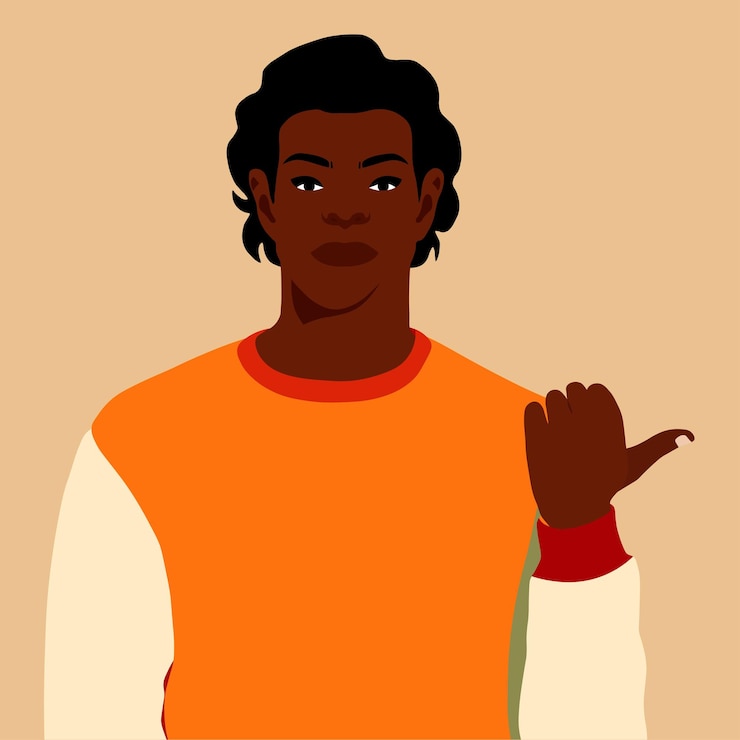 Vector handsome black man in elegant art style vector