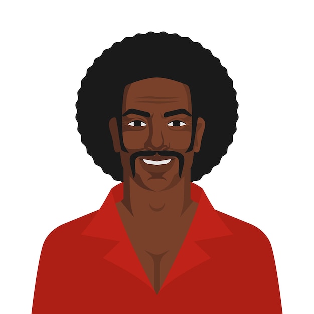 handsome black man with retro afro hairstyle vector illustration