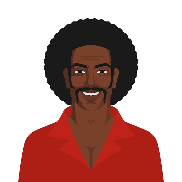 Handsome black man with retro afro hairstyle Vector illustration