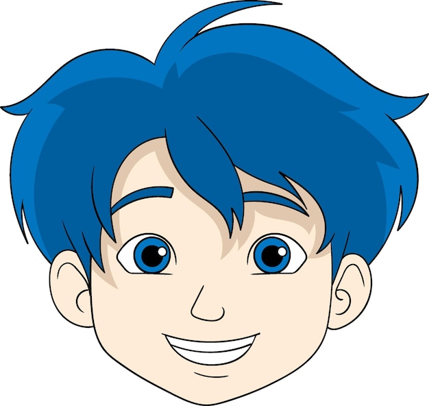 Vector a handsome blue haired boy's head