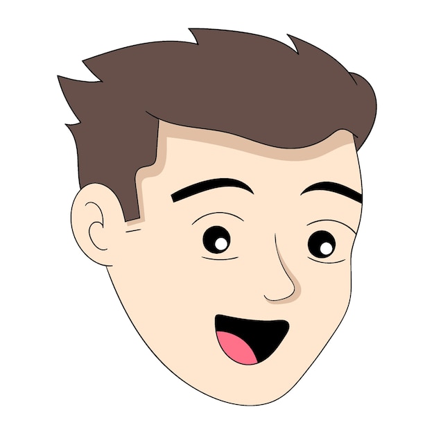 Vector handsome boy head emoticon smiling friendly greeting