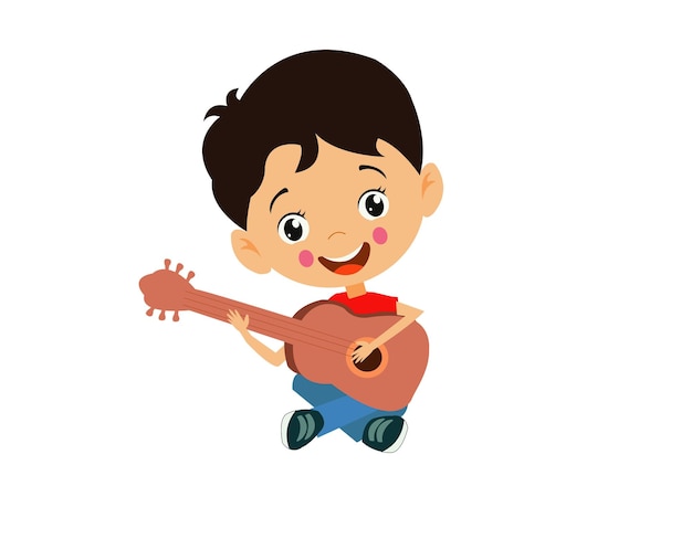 Красивый мальчик играет на гитаре