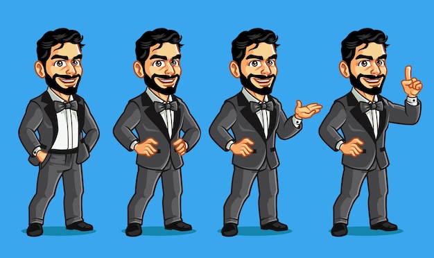 Handsome Businessman in Expensive Trendy Suit Cartoon Mascot