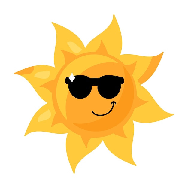 漂亮的酷 emoji 太阳在太阳眼镜元素