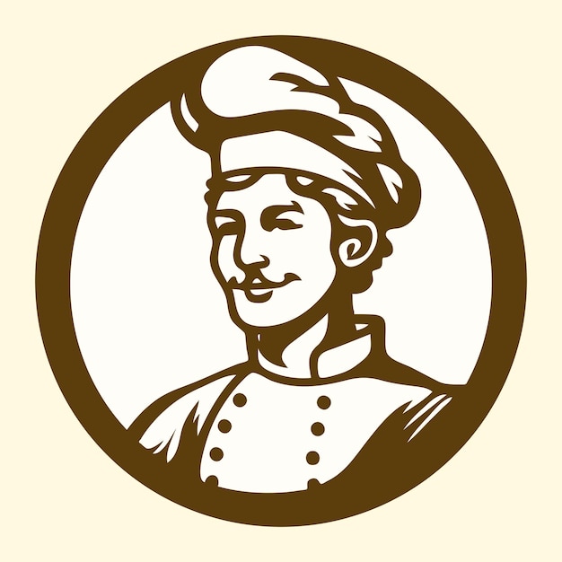 Handsome dashing chef logo smiling