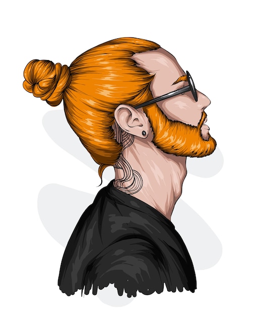 Vector handsome guy with stylish hairstyle