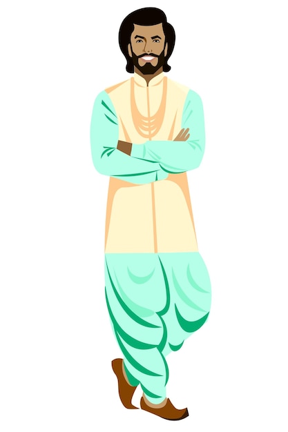 Vector handsome indian male in national costume vector