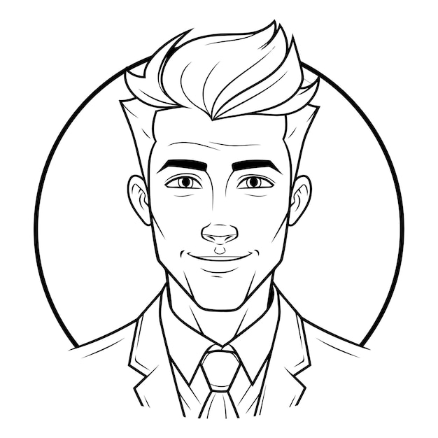 Vettore disegno animato di un uomo bello in bianco e nero, illustrazione vettoriale, progettazione grafica