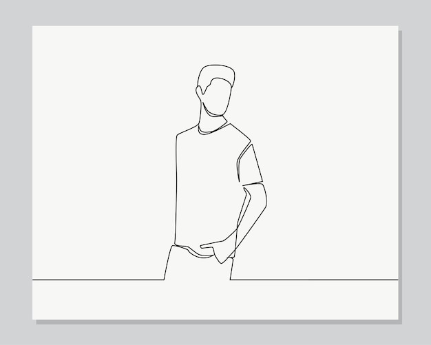 handsome man continuous one line illustration