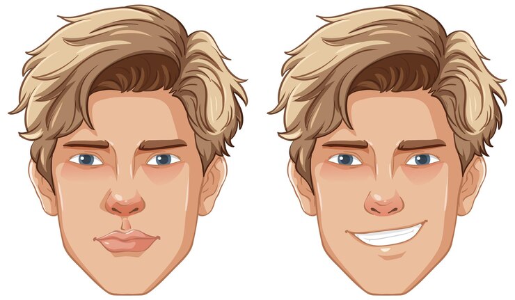 Vector handsome man face smiling