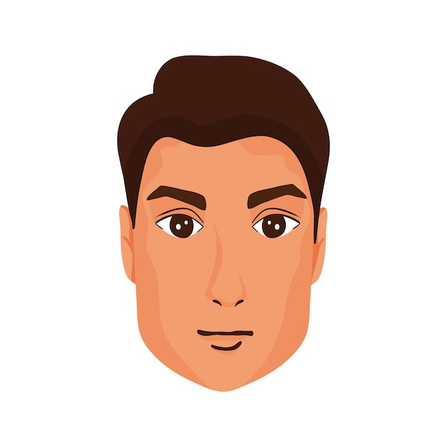 Vector handsome man's face vector illustration on white background cartoon style