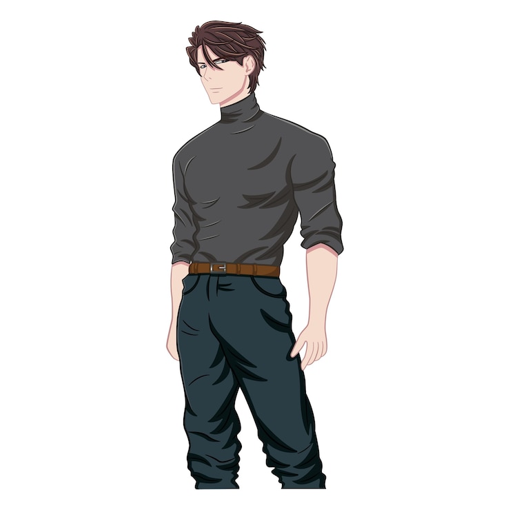 Vector handsome young anime man