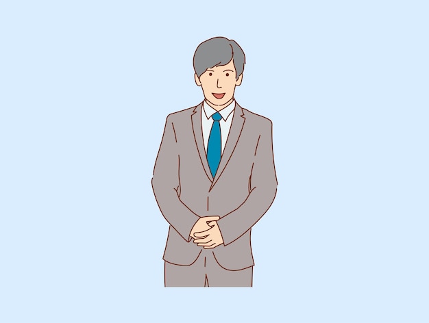 Handsome young  businessman happy smiling standing  isolated , vector