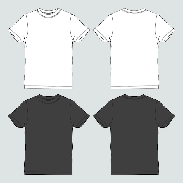 Handtekening T-shirt vector illustratie wit en zwart Kleur sjabloon Voor- en achterzijde