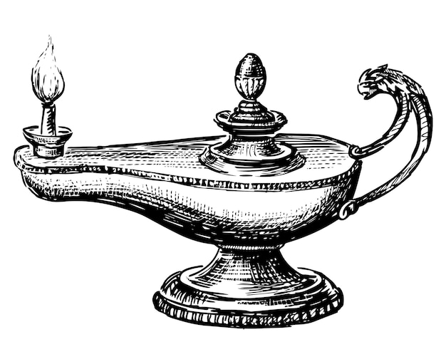 Handtekening van antieke olielamp