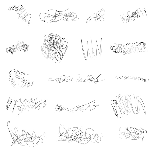 Handtekeningen Verf penseels Set vector doodles Kinderen tekenen Hand tekent