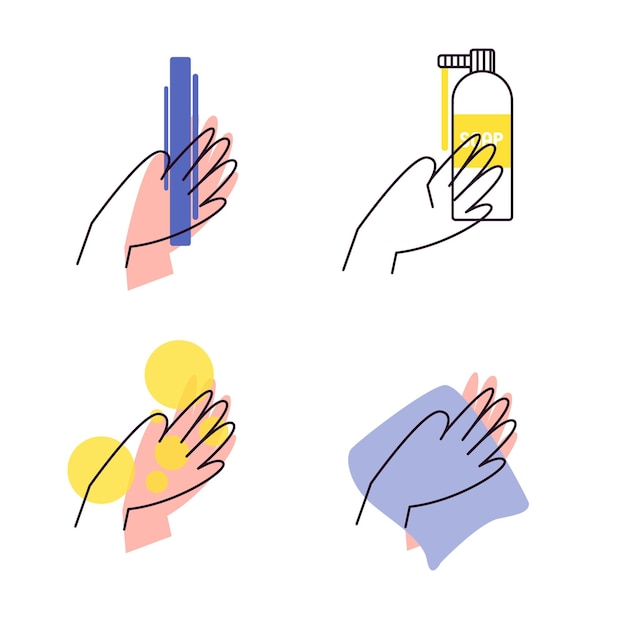 Handwasdag flat icon set