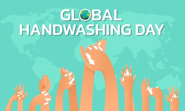handwashing day handwashing illustration water washing hands cleaning hygiene concept