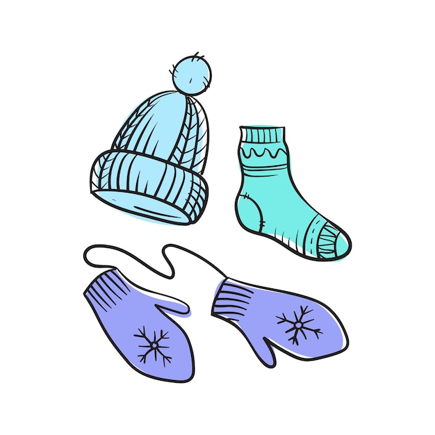 Handwerken en breien items in doodle stijl Vector illustratie geïsoleerd op een witte achtergrond