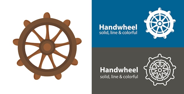 Handwheel isolated vector icon sea line solid flat icon